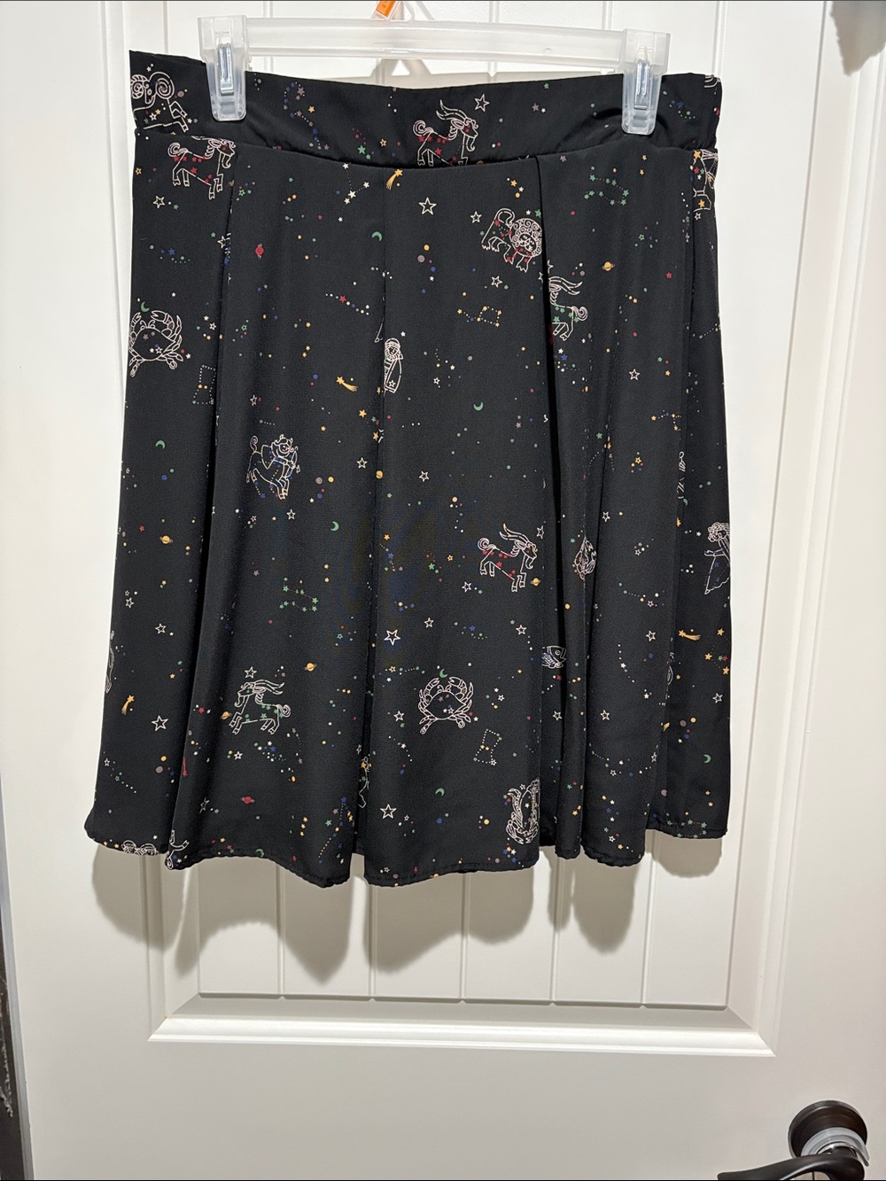 Women’s Black Cosmic Print A-Line Skirt